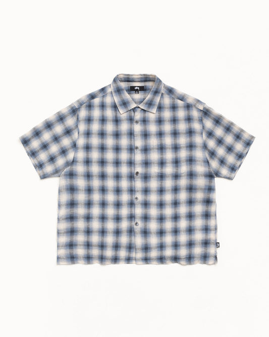 STUSSY LIAM SS PLAID SHIRT BLUE