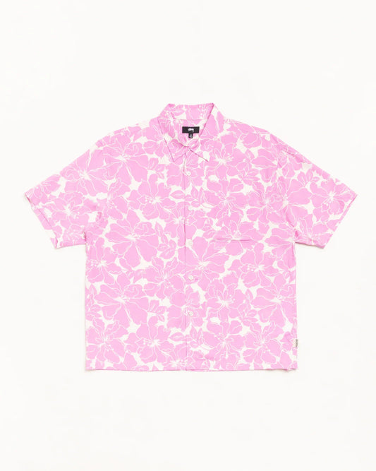 STUSSY FLORAL HAWAIIAN SHIRT PINK