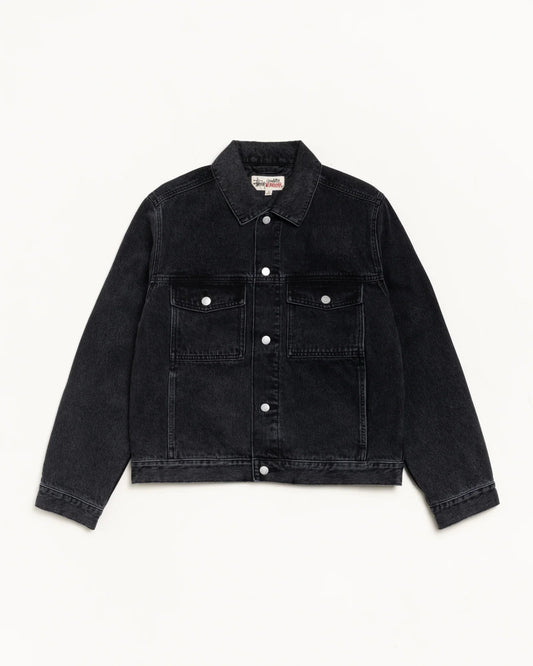 STUSSY LINED DENIM TRUCKER JACKET VINTAGE BLACK