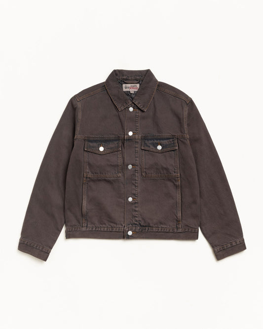 STUSSY LINED DENIM TRUCKER JACKET BROWN