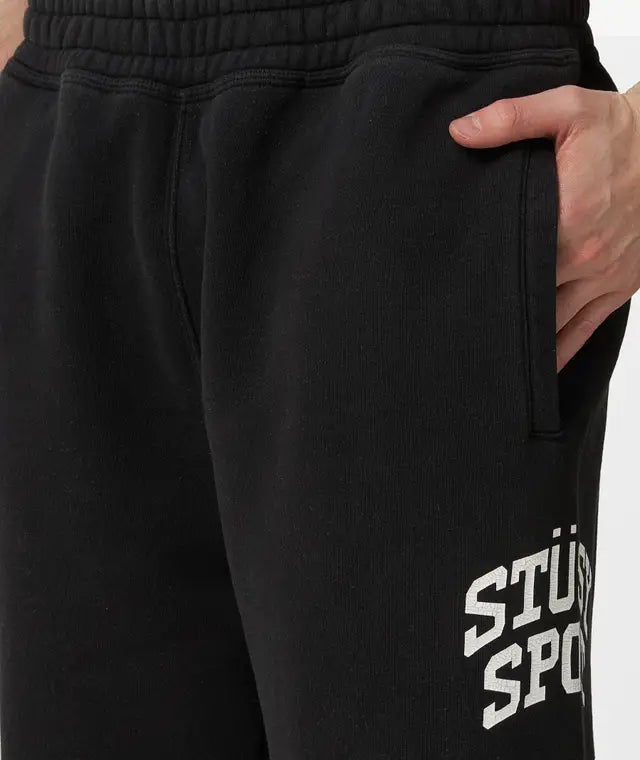 STUSSY FLEECE SPORT SWEATPANTS - BLACK