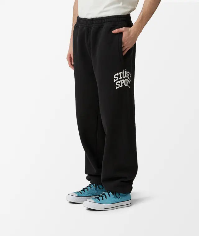 STUSSY FLEECE SPORT SWEATPANTS - BLACK