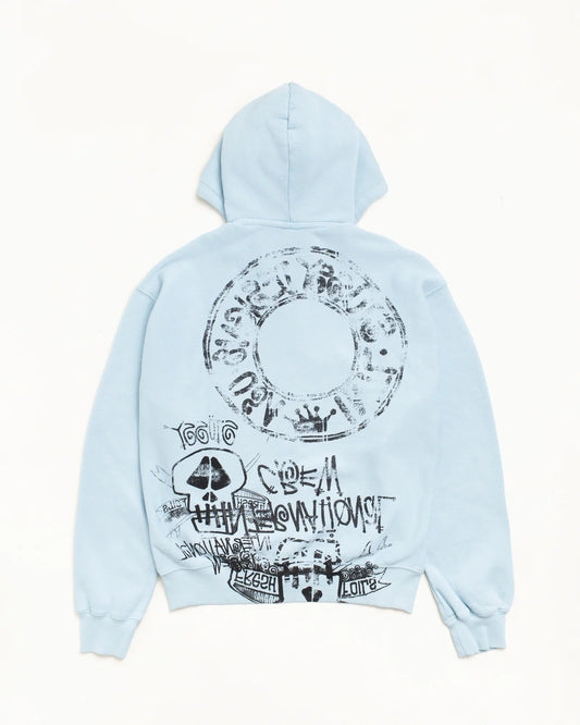 STUSSY SKULLS ZIP HOODIE PIGMENT DYED